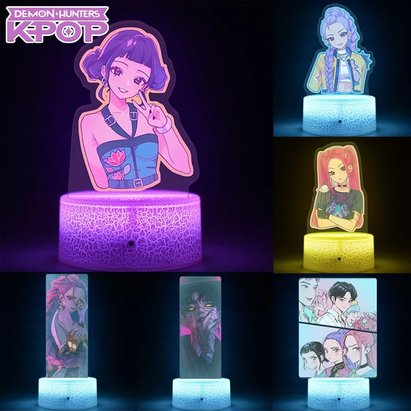 

Ночник K-POP Demon Hunters Rumi, 16 цветов, с пультом ДУ, прикроватная лампа, аниме-персонаж Зои, подставка-дисплей, подарки
