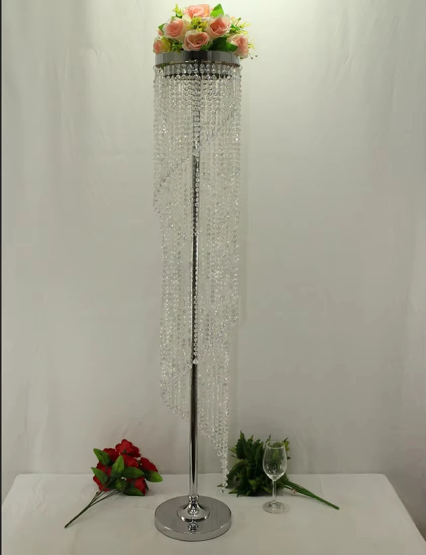 High quality hot-selling luxury tall wedding crystal waterfall flower stand
