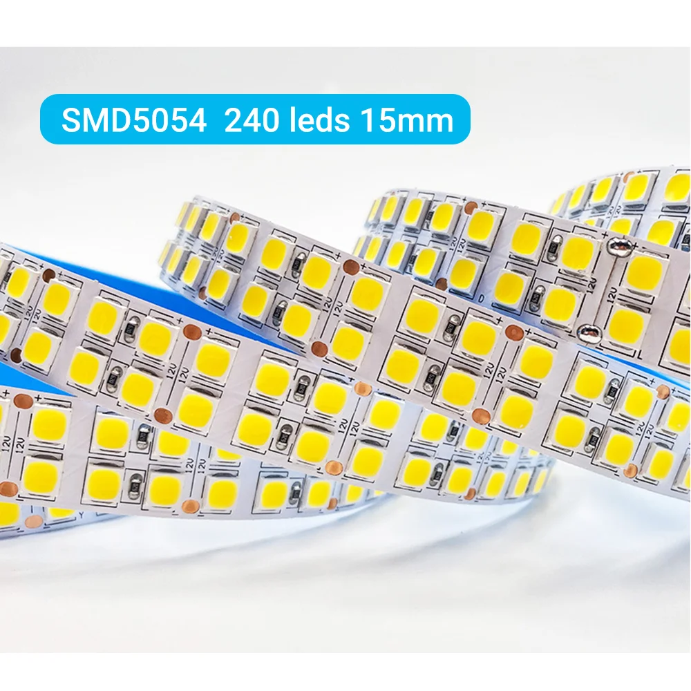 شريط LED فائق السطوع 5054 خزانة خطية صف مزدوج 240 مصباح LED 120 مصباح LED 60 مصباح LED 16.4 قدم 12 فولت أبيض دافئ 3000 كيلو أبيض 6000 كيلو 6500 كيلو 5 متر