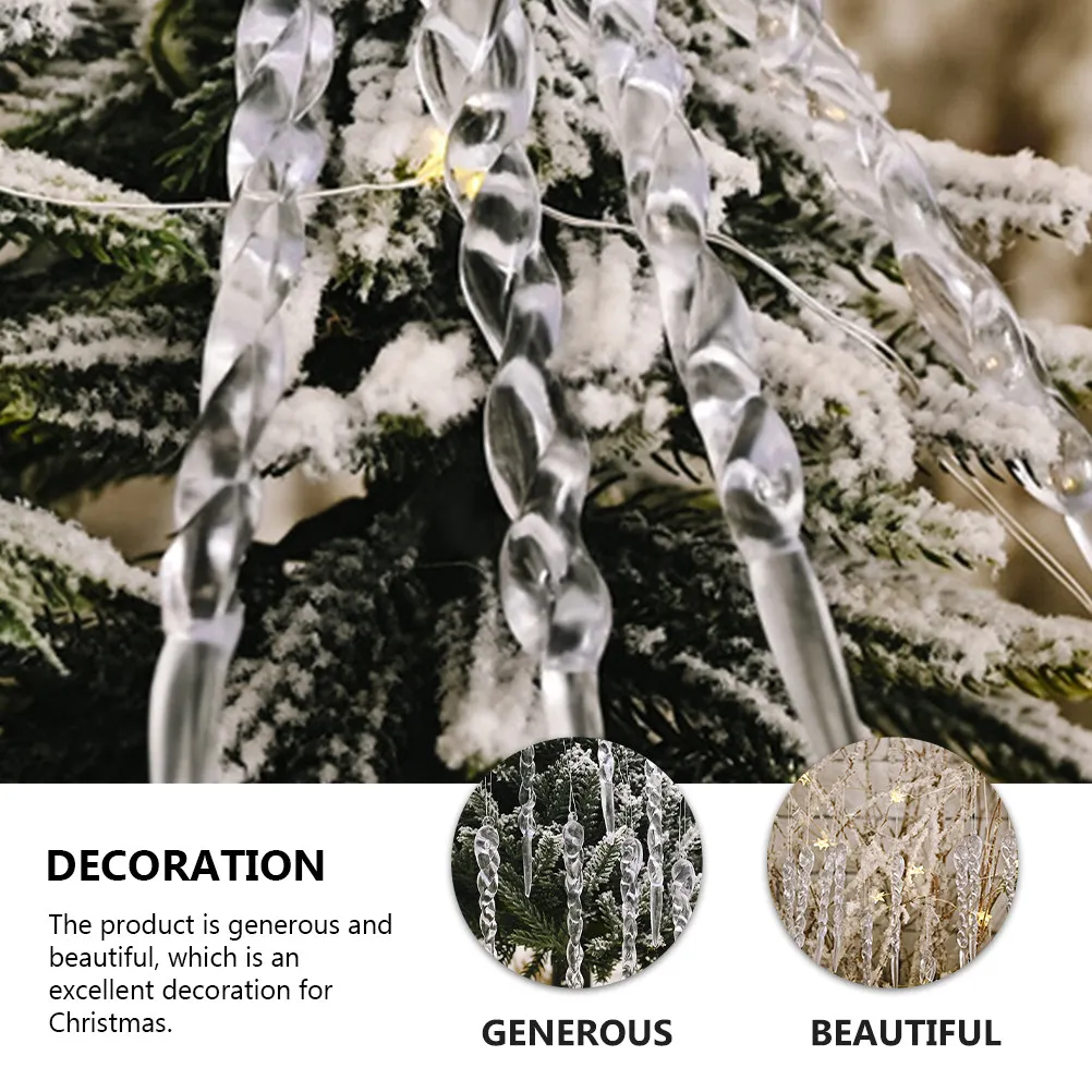 

Набор из 48 акриловых подвесок-сосулек, блестящие рождественские украшения для магазинов, торговых центров, супермаркетов, декор для зимних праздников