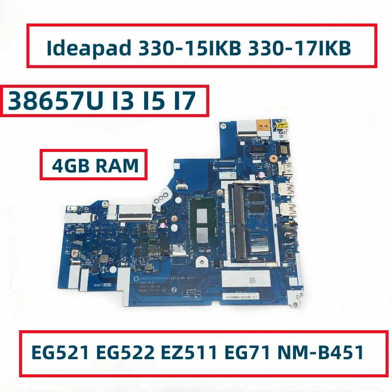 For  Ideapad 330-15IKB 330-17IKB Laptop Motherboard With I3-8130U I5-8250U I7 CPU 4GB-RAM FRU: 5B20R19898