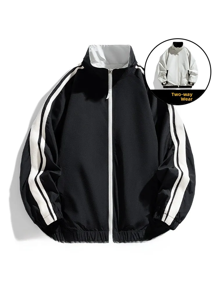 

Новая мужская повседневная куртка 2024 года в полоску, однотонная рабочая одежда свободного кроя, весенне-осенняя верхняя одежда, винтажное японское пальто