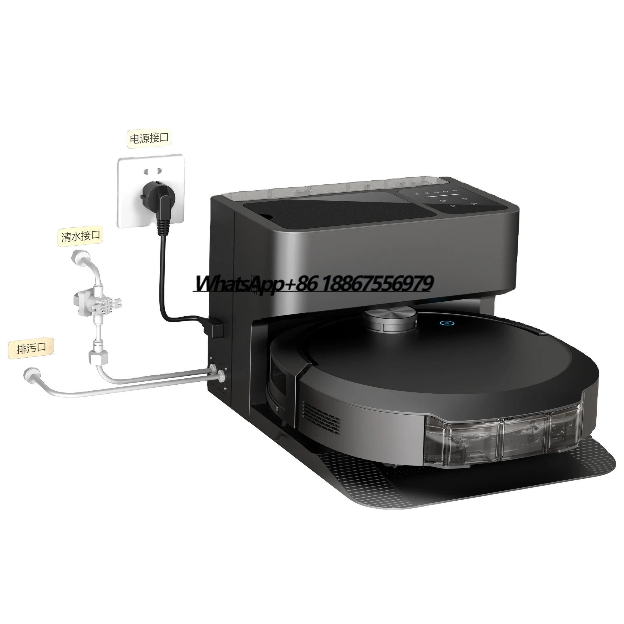 

12000PA Powerful Robot Vacuum and Mop with Direct Connect Water Pipe and Auto-drying Mopping Roller