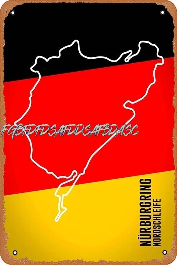 Metal Signs - Racetracks Flag Edition Nurburgring - 8x12 inches Metal Poster. 55 ALI ALI sign