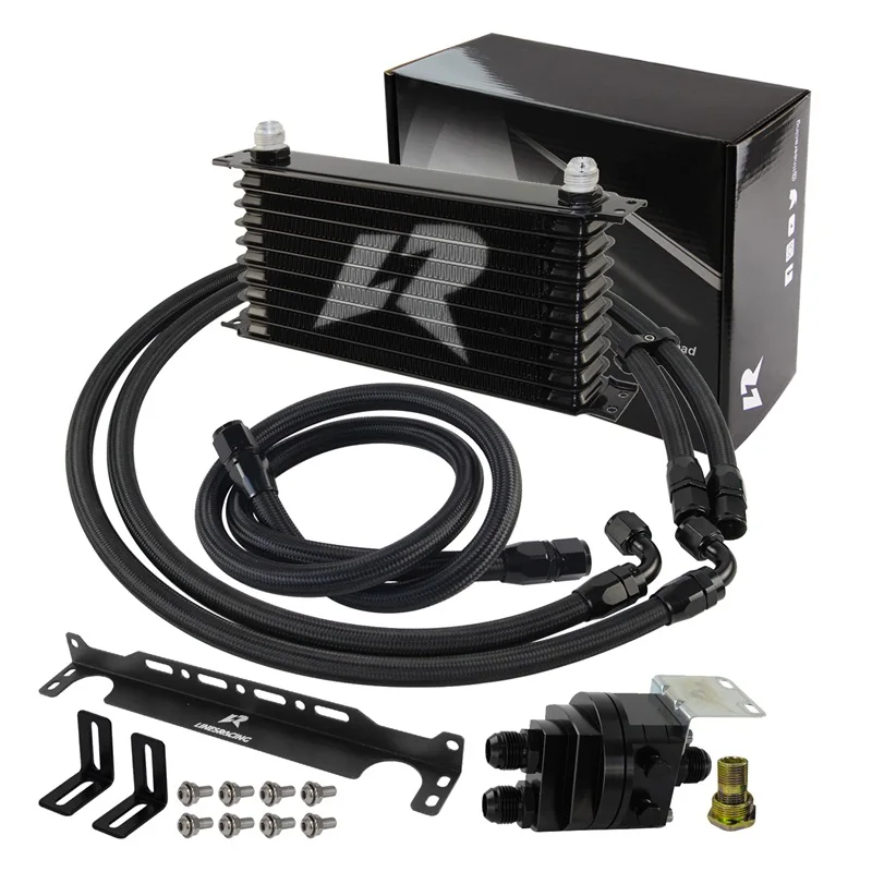 10 Row AN10 Oil cooler Universal Trust w/Bracket+Filter Relocation Adapter Hose Kit 3/4