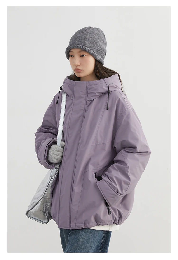 CHIC VEN Women Down Jacket Loose Outdoor Stand Up Collar Hooded 90 White Duck Down Lady Sport Coat Winter 2024 Female Clothing