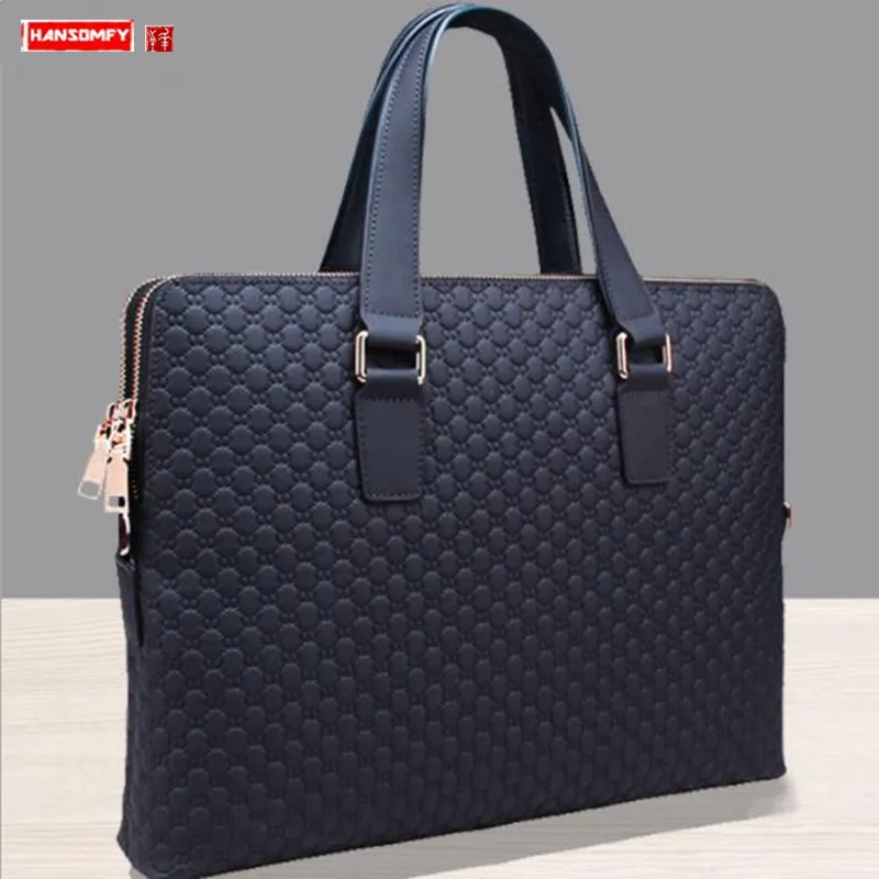 Genuine Leather Men Handbags Business Briefcase Portable 14