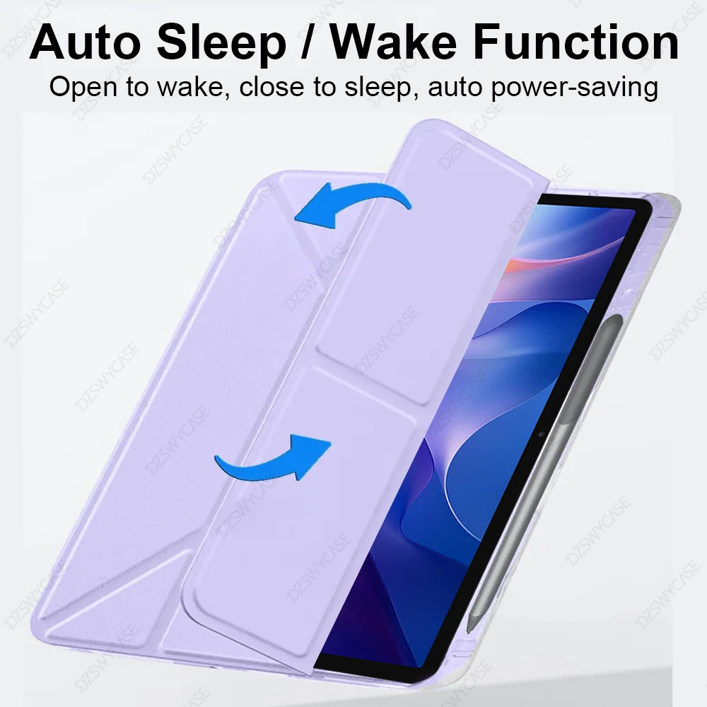 Y-Trifold-Hülle für RedMi Pad 2, SE 11 9.7, Xiaomi Pad 5 6 7 8 11 Zoll 11.2 Zoll, ultraklare transparente Mehrfach-Faltständerhülle – Detail 2
