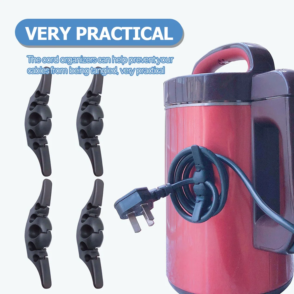 

4pcs Cable Winder Adhesive Cord Organizer Holder For Kitchen Appliances Tpr Wire Storage Keeper Plug Management Clips