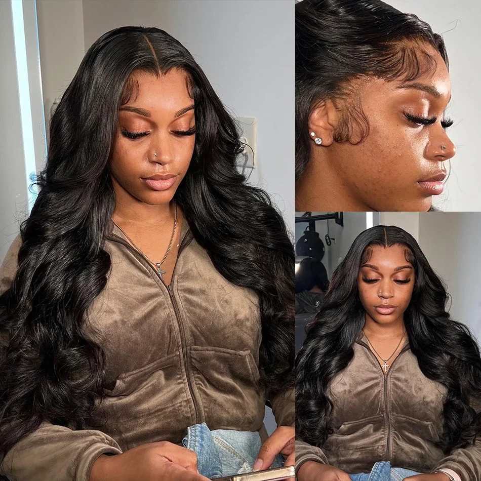 HD Transparent 13x6 Body Wave Lace Front Human Hair Wigs Brazilian 30 Inch Loos Body Wave 13x6 Lace Frontal Wigs For Black Women