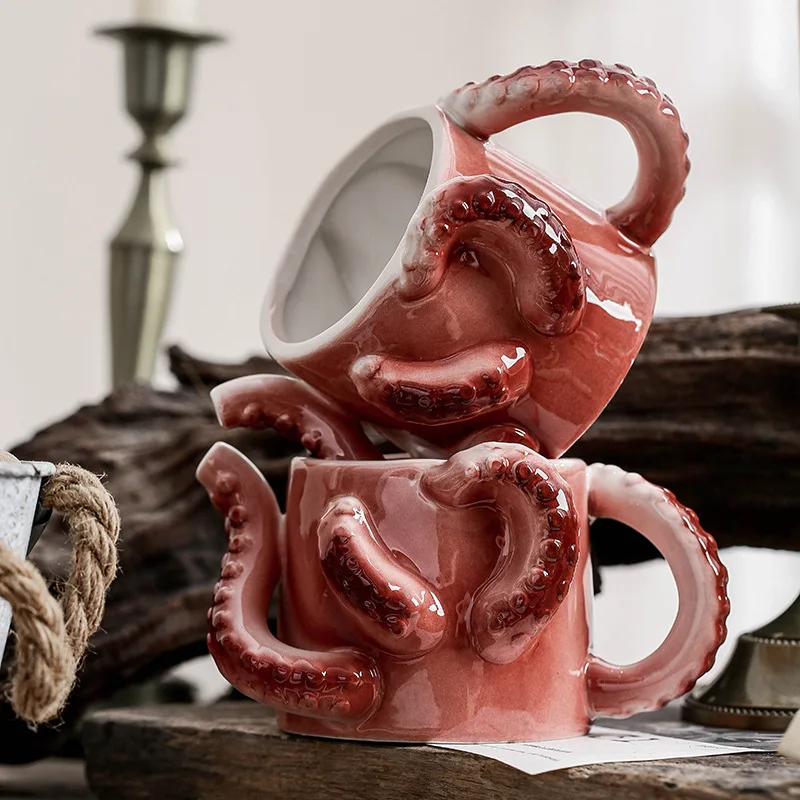 

Premium Octopus Mug with Gift Box,Couple Water Cups Birthday Gift Quirky Ceramic Mugs,Creative Breakfast Milk Coffee Tea Cup Set