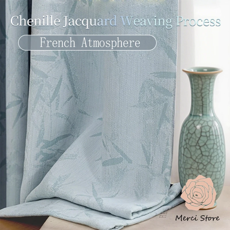 

Luxury Chenille Curtains Chinese Retro Design Blackout Drapes Sun Protection Thermal Insulation Curtains for Bedroom Living Room