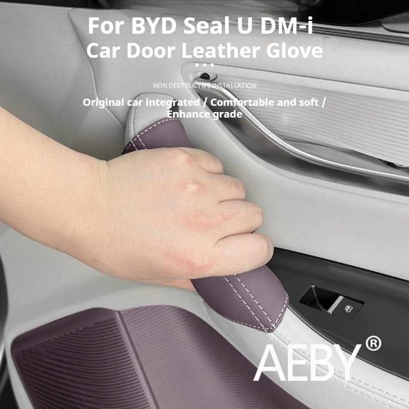 

AEBY For BYD Seal U DM-i 2020-2025 Custom Fit Car Door Handle Cover Leather Material, Interior Protective Case Accessories