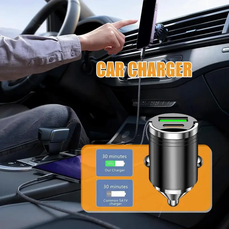 Fast Charger Car 100W Dual Port USB Car Charger Efficient & Safe Cell Phone Automobile Chargers For Laptops Mobile Phones