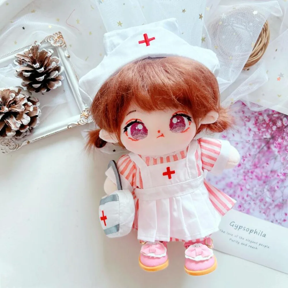 Nurse Dress Set 20CM Cotton Doll Clothes Princess Shoes Replacement Stuffed Doll Plush Suit Outfit Mini Plush Toys Clothes