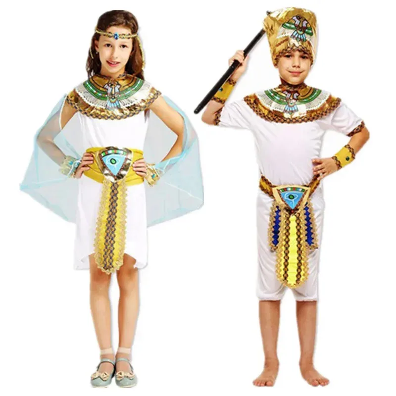 Wat99 أطفال أطفال مصر الأميرة الفرعون المصري زي تأثيري بنين بنات أزياء تنكرية كليوباترا كرنفال 2025 جديد