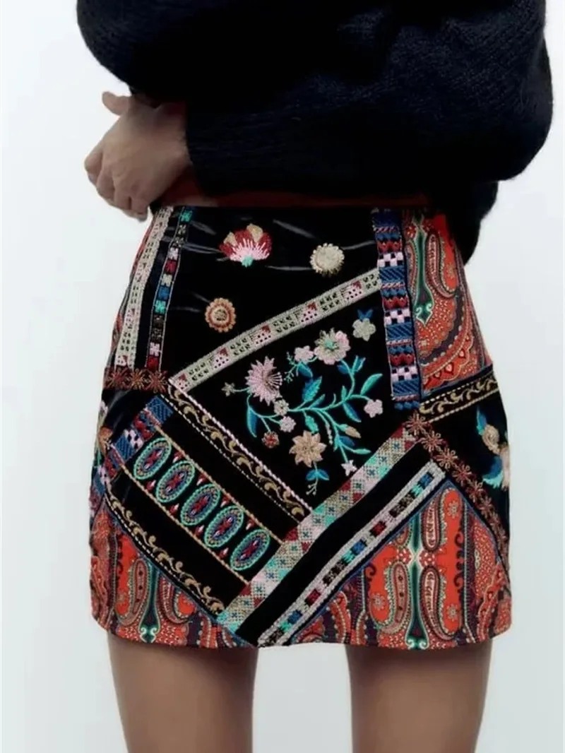 

Французская юбка с принтом, женская укороченная юбка с завышенной талией, летняя модная юбка с принтом 2023 года