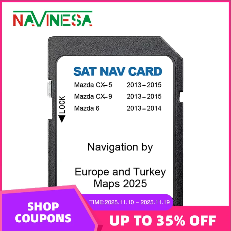 

SD Navi Card Европа Великобритания Турция Карта для Mazda 6 2013-2014 Автомобильная навигация Sat Nav с противотуманным воспламенителем 8 ГБ