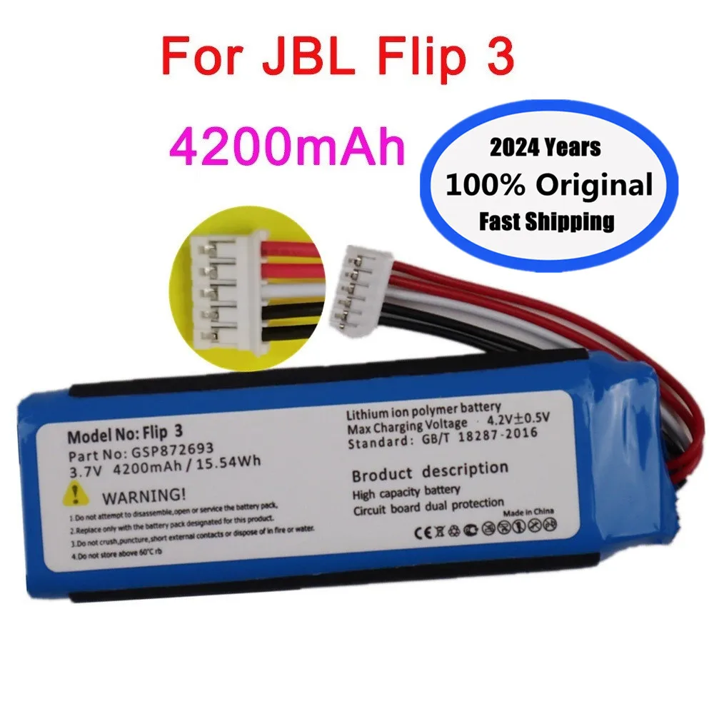 2024 years High Quality Original Player Speaker Battery For JBL Flip 3 Flip3 GSP872693 3.7V 4200mAh Battery Bateria + Tools