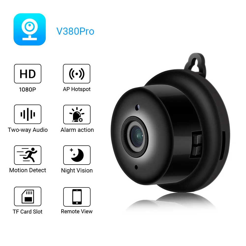 

Mini Wifi IP Camera Baby Monitor HD 1080P Wireless Indoor Camera Nightvision Two Way Audio Motion Detection V380