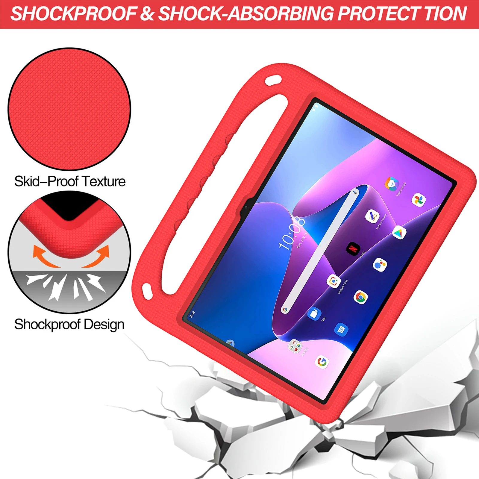 Funda Tablet Cases Heavy Duty Silicone Rugged Stand Cover for TCL Tab 8 LE (8.0") Kids Shockproof Case +PC EVA