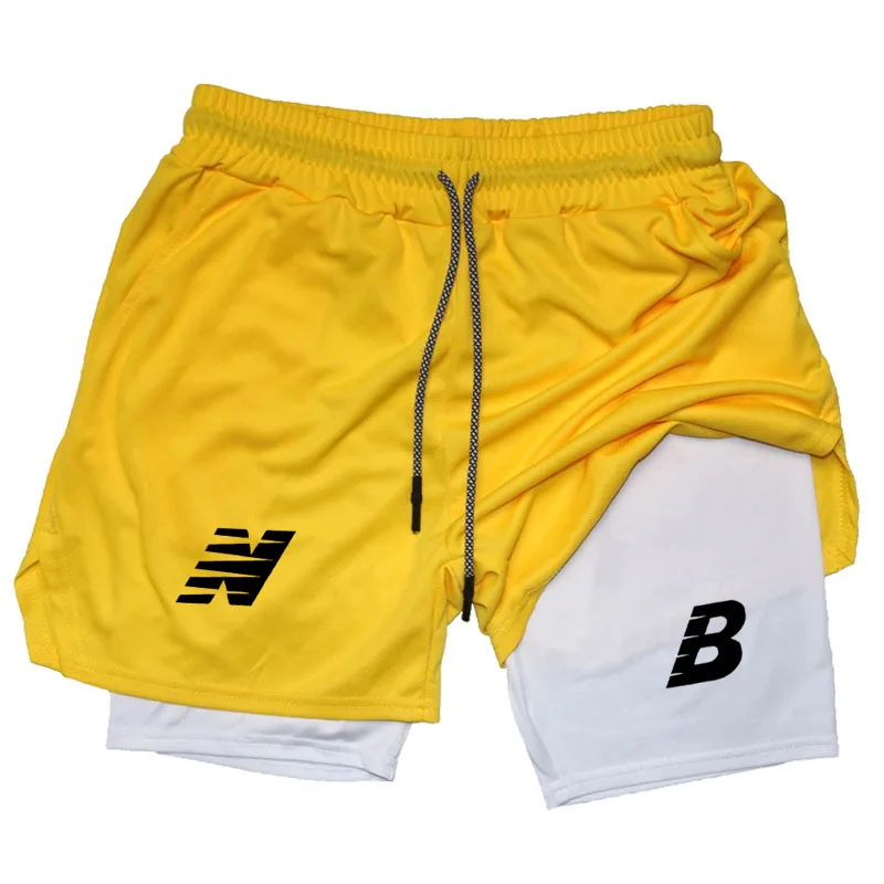 Fashion Men Clothing Running Shorts Jogger Sports Shorts Brand Print Compression Casual Shorts Mens Gym Fitness Training Shorts