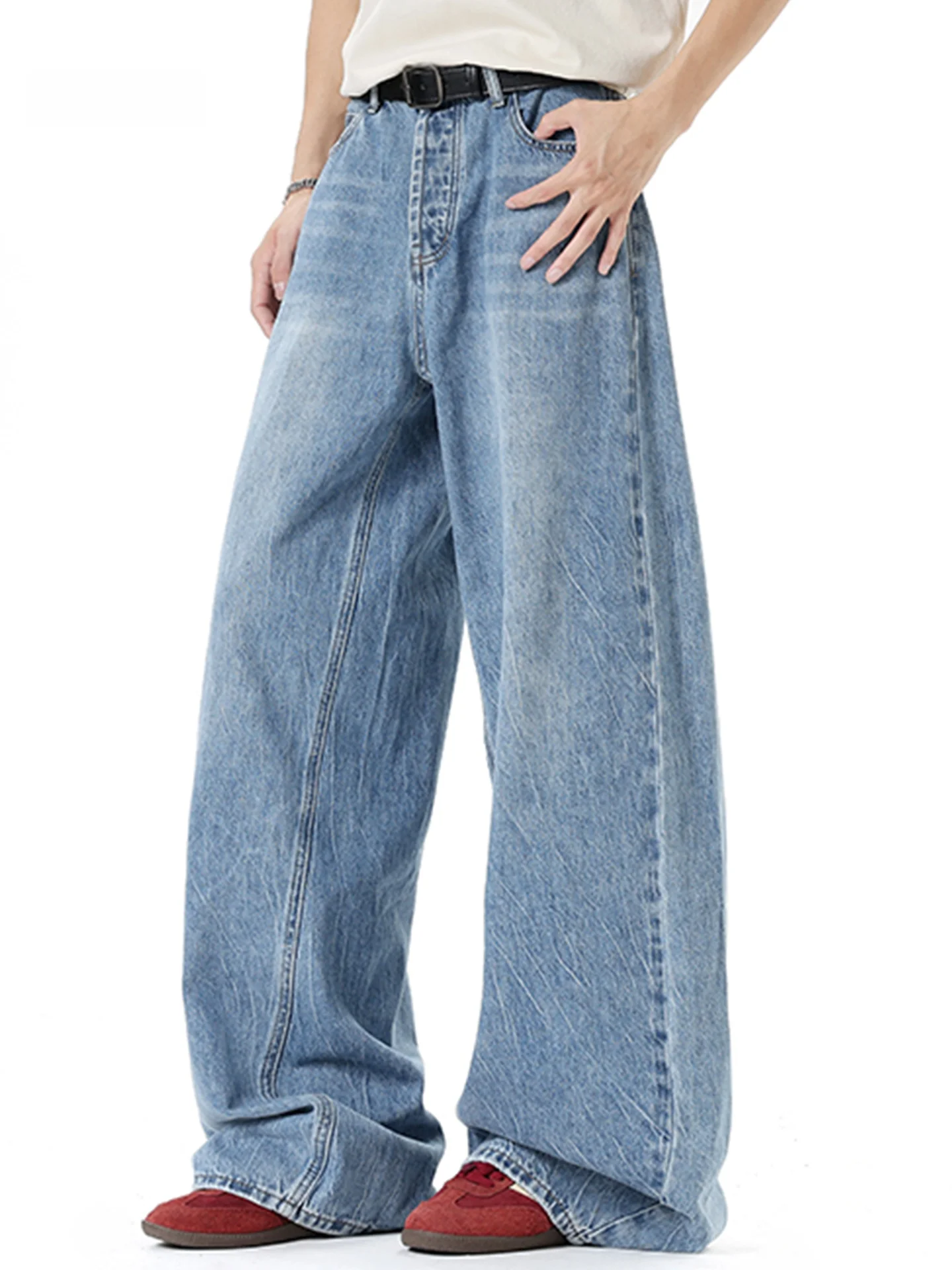 

Мужские джинсы WNMN светло-голубые, прямые, широкие, летние, тонкие, в американском ретро-стиле, свободного кроя, повседневные