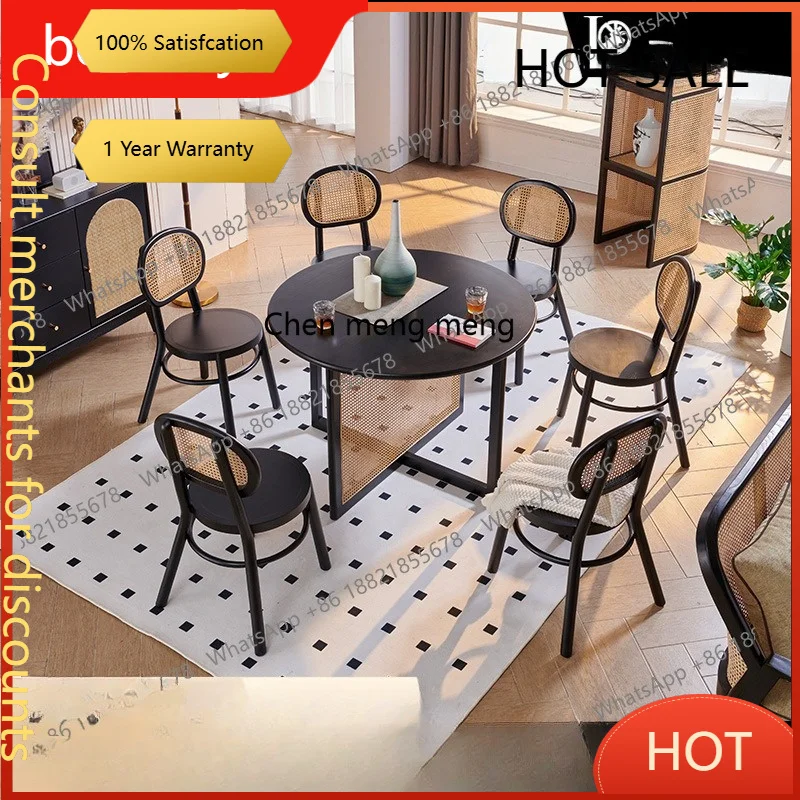 D5556 s6601 rattan solid wood small apartment round dining table simple hotel restaurant restaurant dining chair round table com