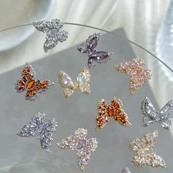 5PCS Zircon Full Diamond Butterfly Nail Art Jewelry Light Luxurious Flash Alloy Crystal Wearable Nail Decoration