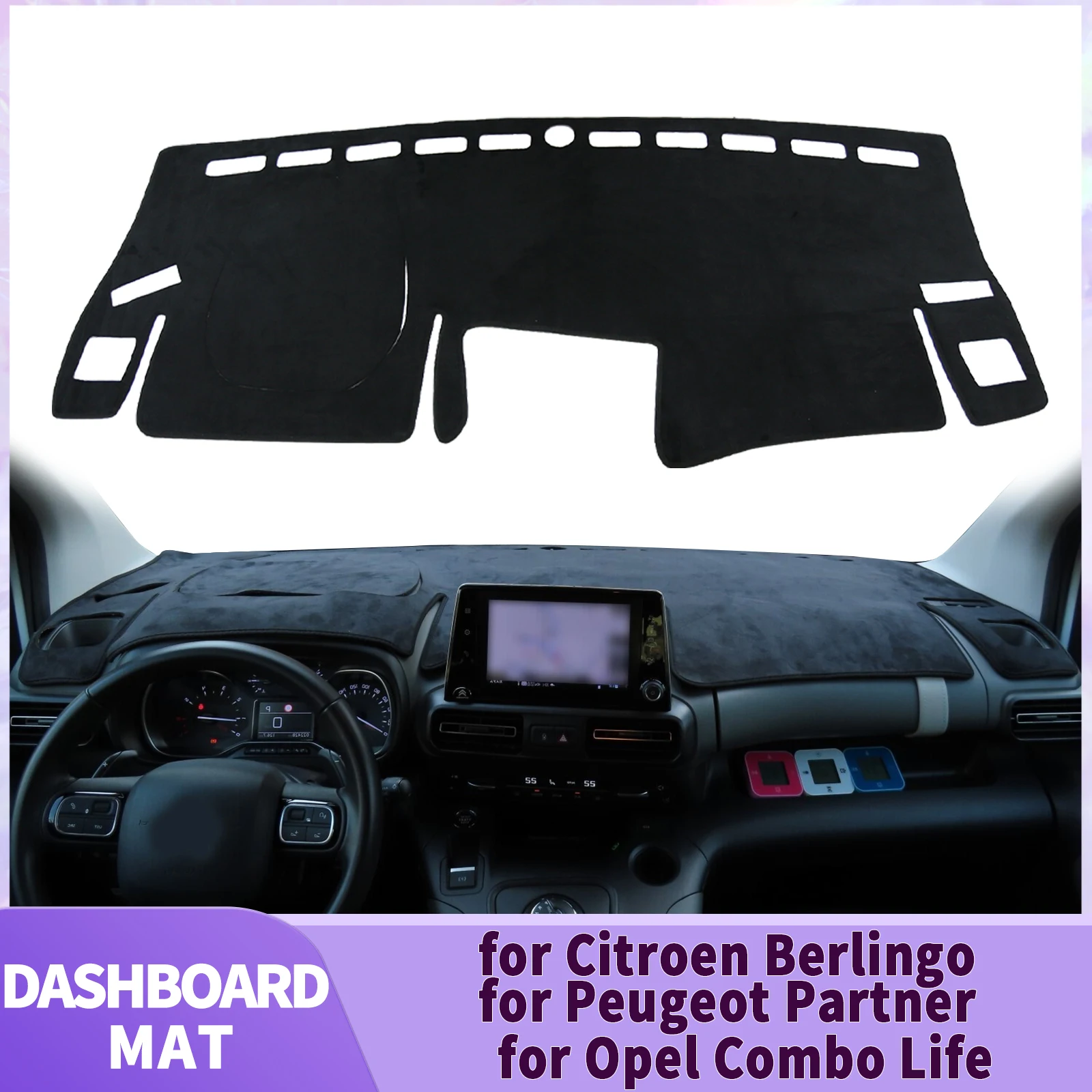 

for Opel Combo Life for Citroen Berlingo for Peugeot Partner 2019-2022 Dashboard Cover Pad DashMat Sunshade Protective Carpet