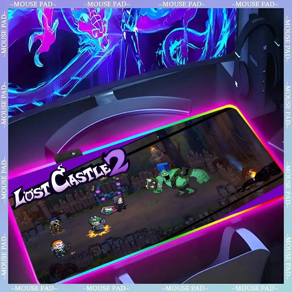 Hi_0Lost Castle 2 Mouse Pad Gamer Luminescence Led Mouse Pad Gaming Table Rgb Deskmat Keyboard Pc Mousepad