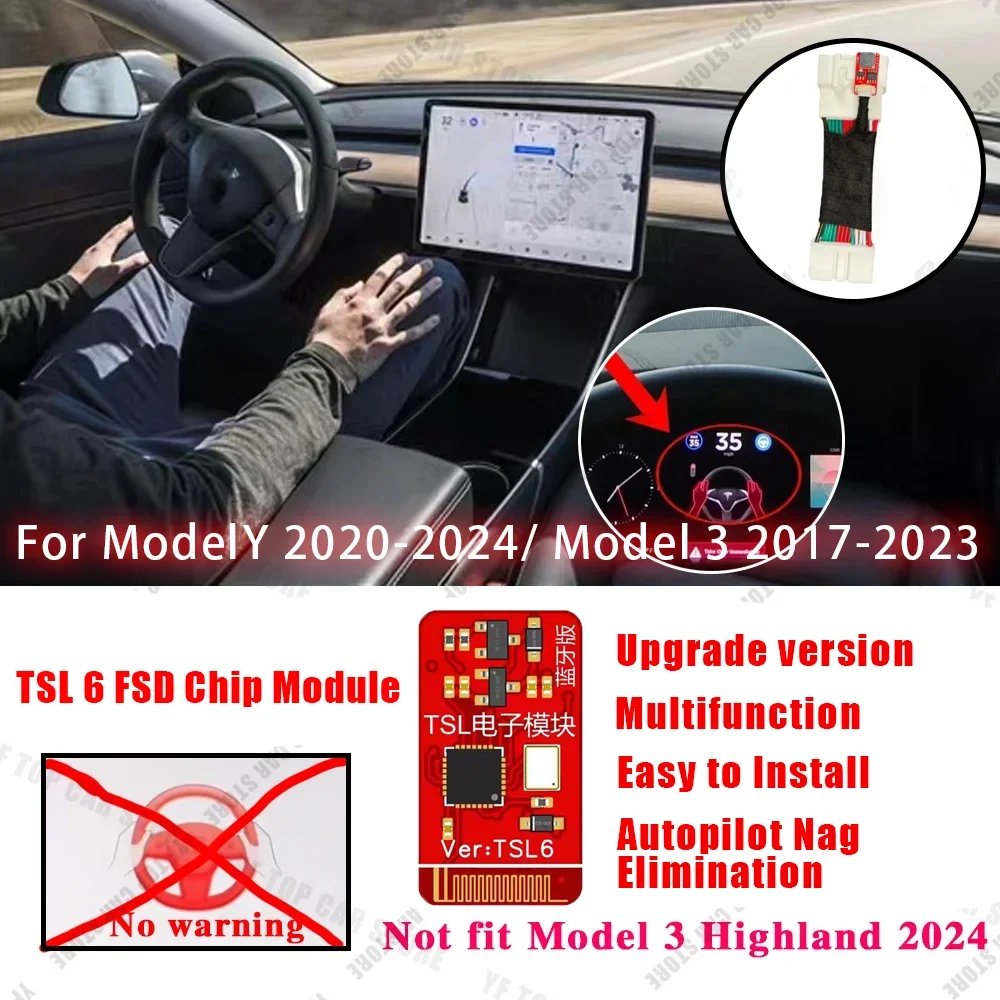 Ulepszony moduł chipa TSL 6 Autopilot Nag Elimination dla modelu Y 2020-2024 i Model 3 2019-2023 Wielofunkcyjne sterowanie AP EAP FSD