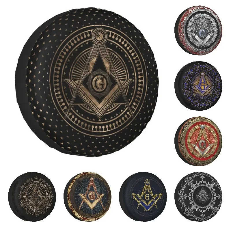 Masonic Freemasonry Symbol Spare Tire Cover for Jeep Toyota Mitsubishi Freemason 4WD 4x4 Wheel Protectors 14