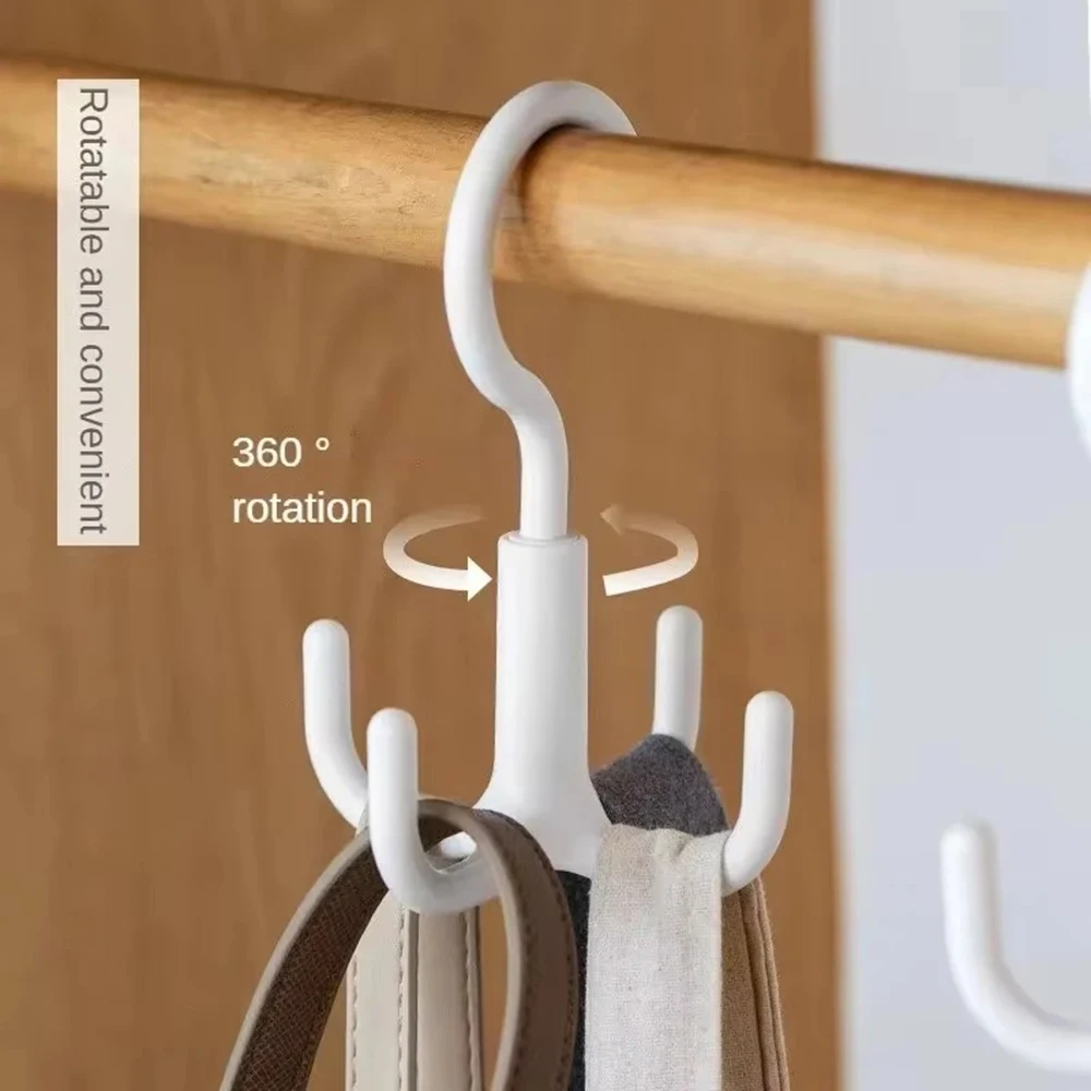 Hängender Kleiderständer mit 4 Haken und 360° °   Rotation – Mehrzweck-Multifunktions-Garderoben-Organizer und Space-S aus robustem Kunststoff