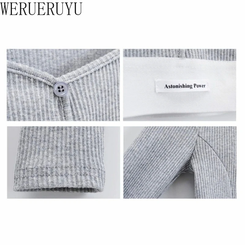 تي شيرت طويل الأكمام ملابس النساء Y2k الخريف الشتاء الكورية موضة بلون زر محبوك تي شيرت للمرأة 2024 #4