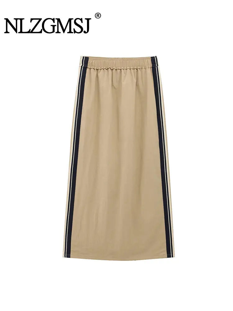 

2025 Spring Summer Women's Casual Long Skirts Women Fashion Streetwear High Waist Back Split Skirts