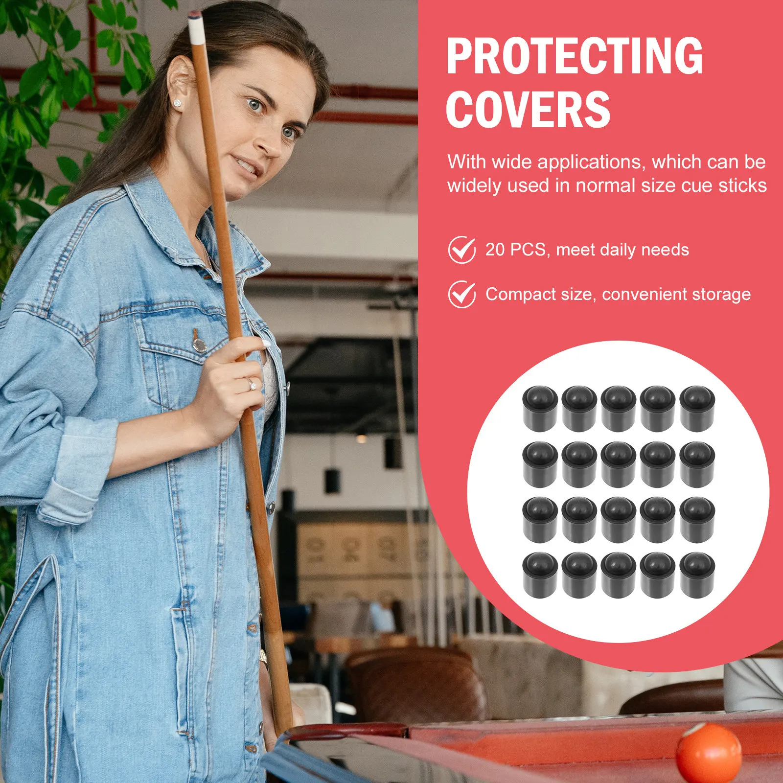 

20Pcs Replaceable Pool Cue End Protectors Rubber Billiards Cue Covers Snooker Rod Protective Parts Billiard Protecting Part