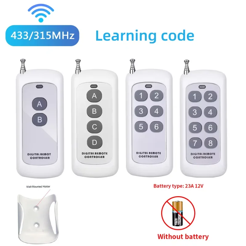 

433Mhz Wireless RF Remote Control 1527 Learning Code Transmitter 2 4 6 8 Keys Long Range For Smart Home Garage Door Opener
