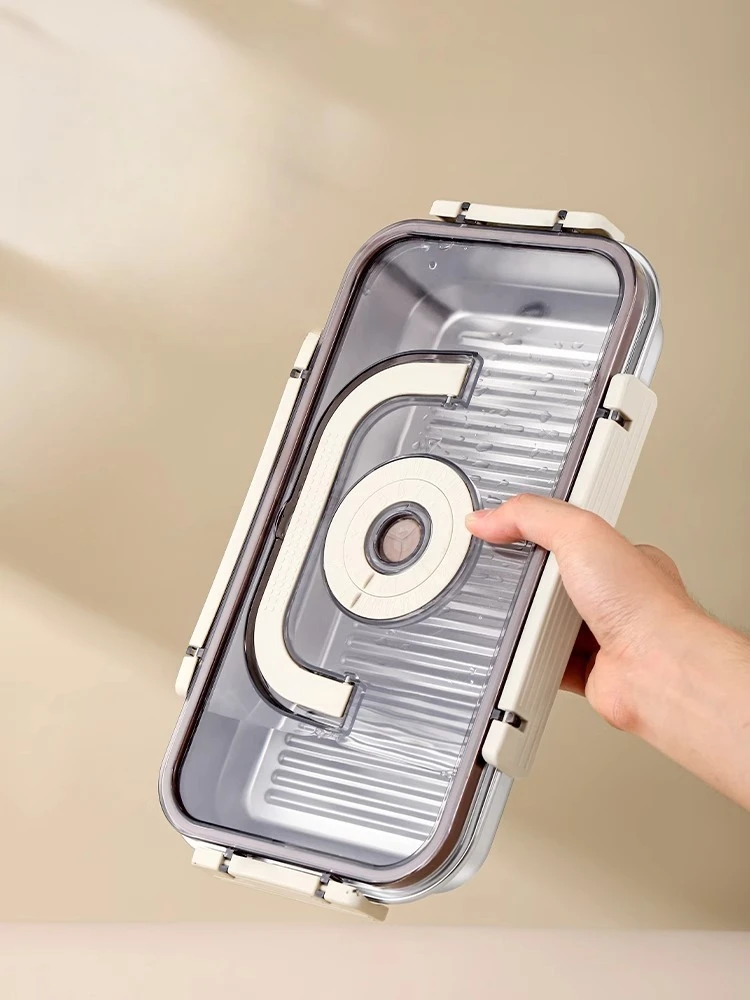 

Stainless steel food grade sealed storage box large capacity with lid rectangular bento