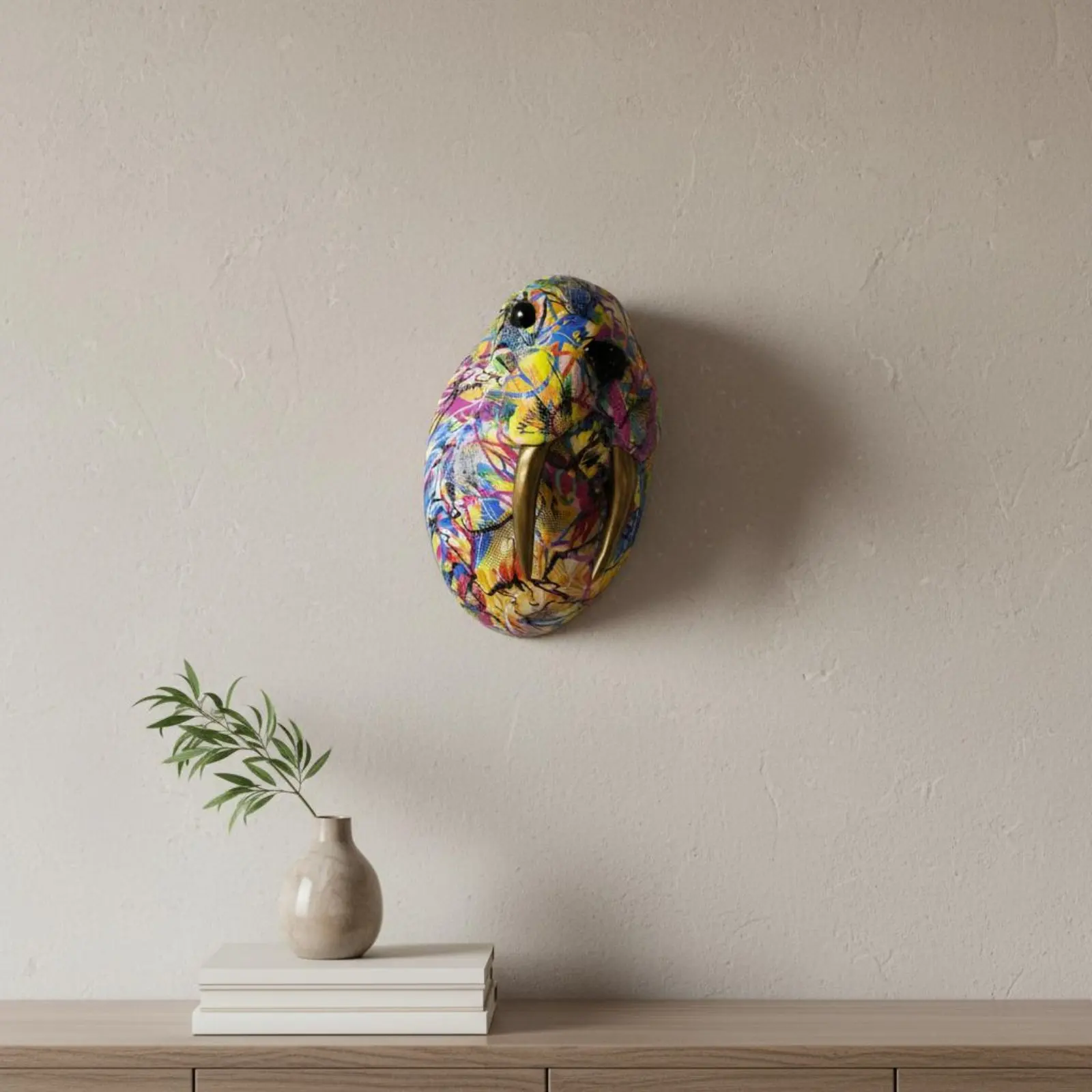 

Dimensional Creature Head Wall Decor Perfect Gift Dimensional Creature Wall Art Hand-Painted Waterproof for Garden, Balcony