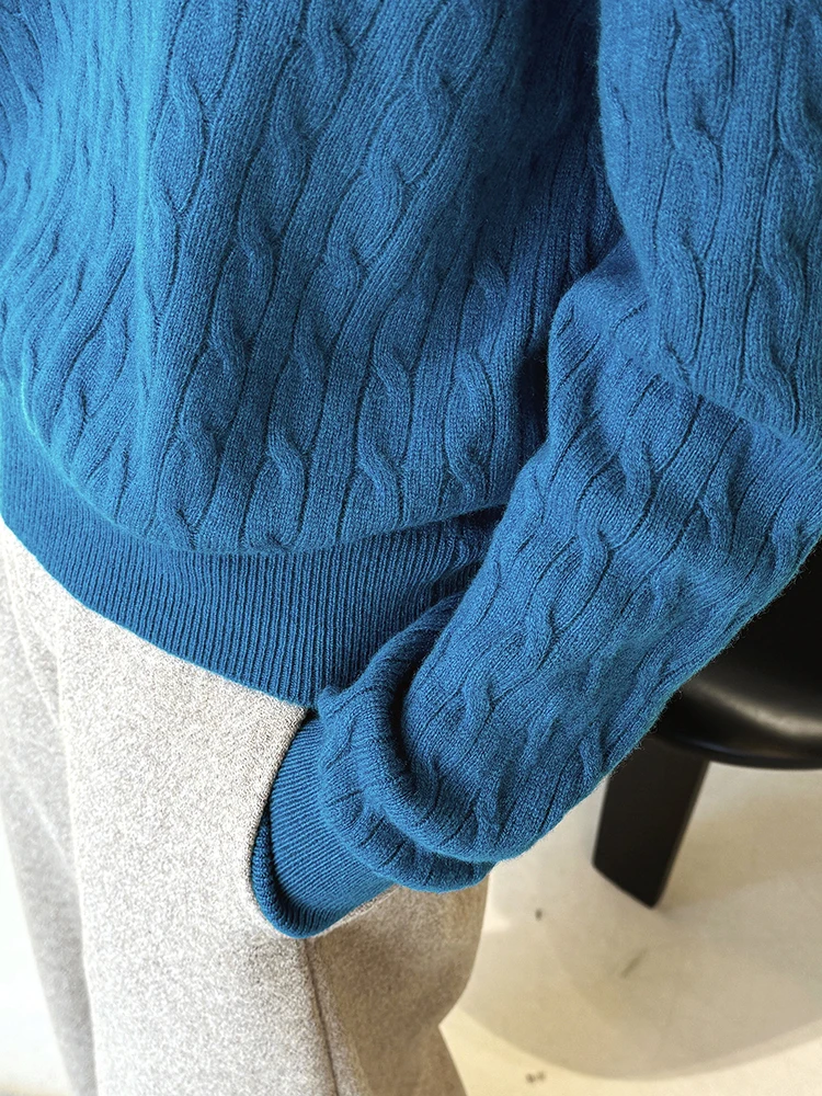 FANAN Office Lady Woolen Knitting Pullover Sweater For Women V Neck Long Sleeve Thick Warm Knitted Tops 2025 Winter New