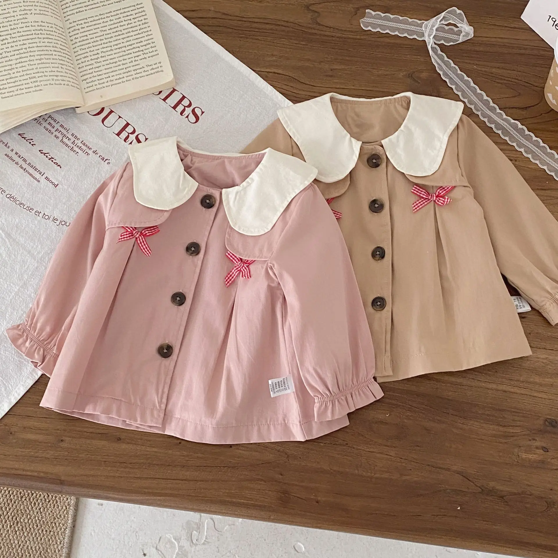 Girls' Windbreaker Jacket Autumn 2026 New Children's Stylish Medium Long Top, Sweet Princess Clothes for Baby Girls