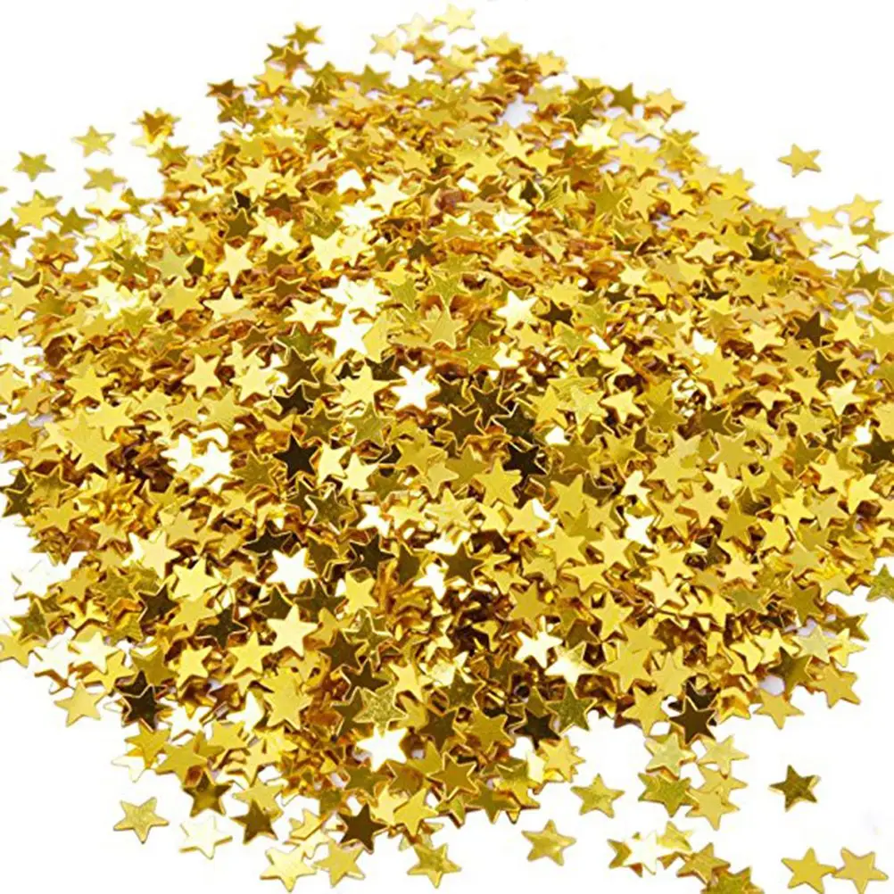

6000 Pcs Table Confetti Metallic Foil Stars Flashing Gift Basket Decorations Golden