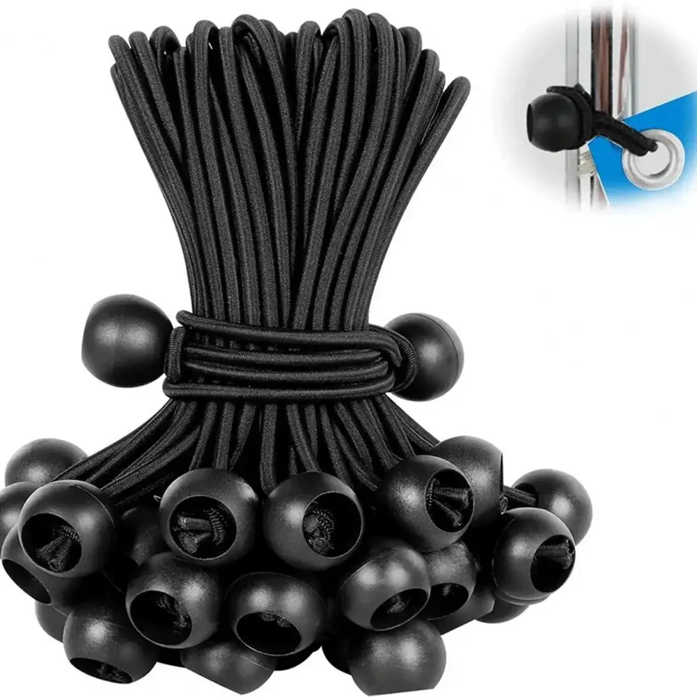 15/40/60Pcs Ball Bungee Cords Outdoor Camping Tent Awning Canopy Tarp Tie Down Cord UV-Resistant Elastic Rope With Plastic Ball