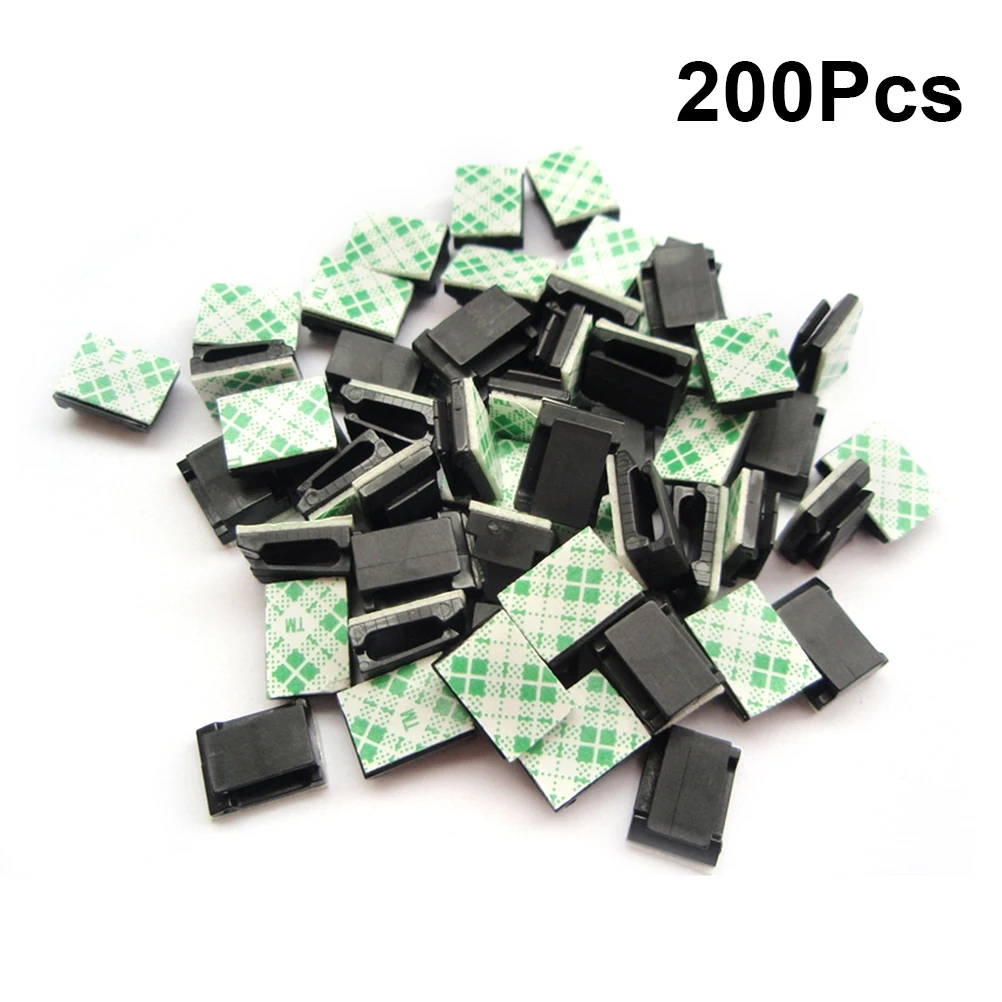 

200pcs Wire Clips Electric Cable Holder Clamp Adhesive Lightweight Corrosion Resistant Easy To Use Organizer Simple Design Black