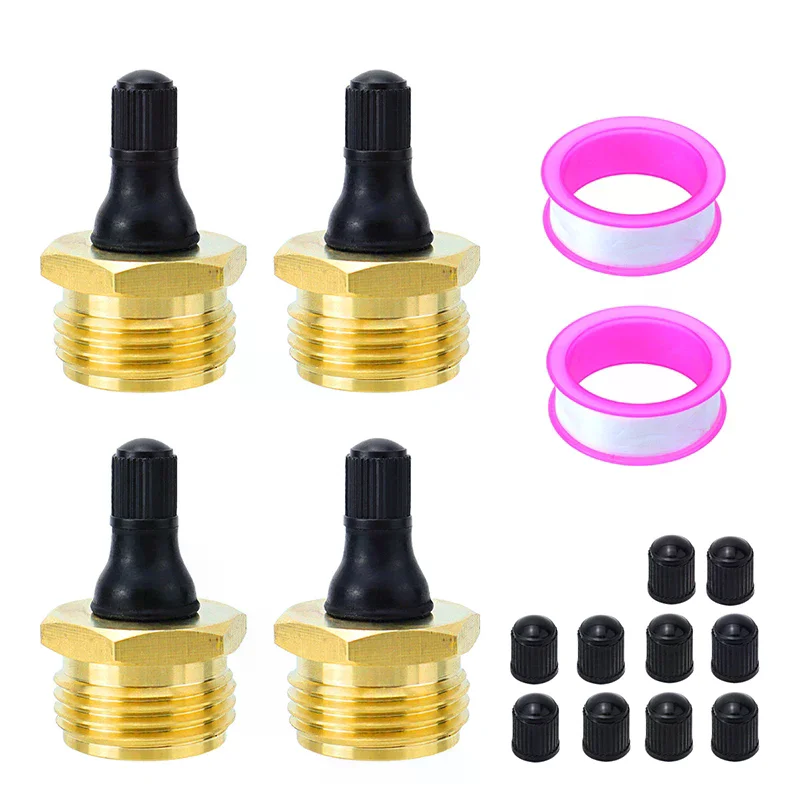 

Латунная выдувная заглушка для антифризного воздушного шланга RV, совместимая с клапаном Schrader для выдувания водопроводных линий RV, клапан для зимния