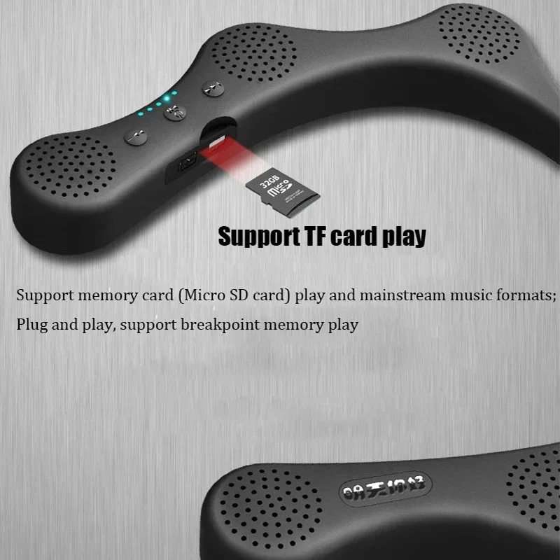 Support TF Card Bluetooth Speaker Wireless Wearable Speakers Neckband Home Outdoor 6 Full Range Horn Music Player Surround Sound