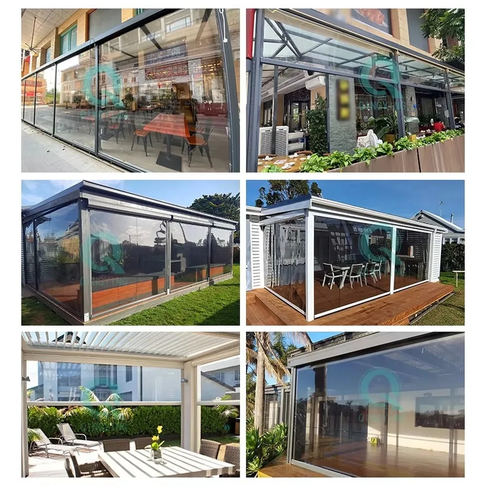 Waterproof Transparent Roll Down Zip Track Blinds Retractable Outdoor Clear PVC Roller Blinds for Patio Weatherproof