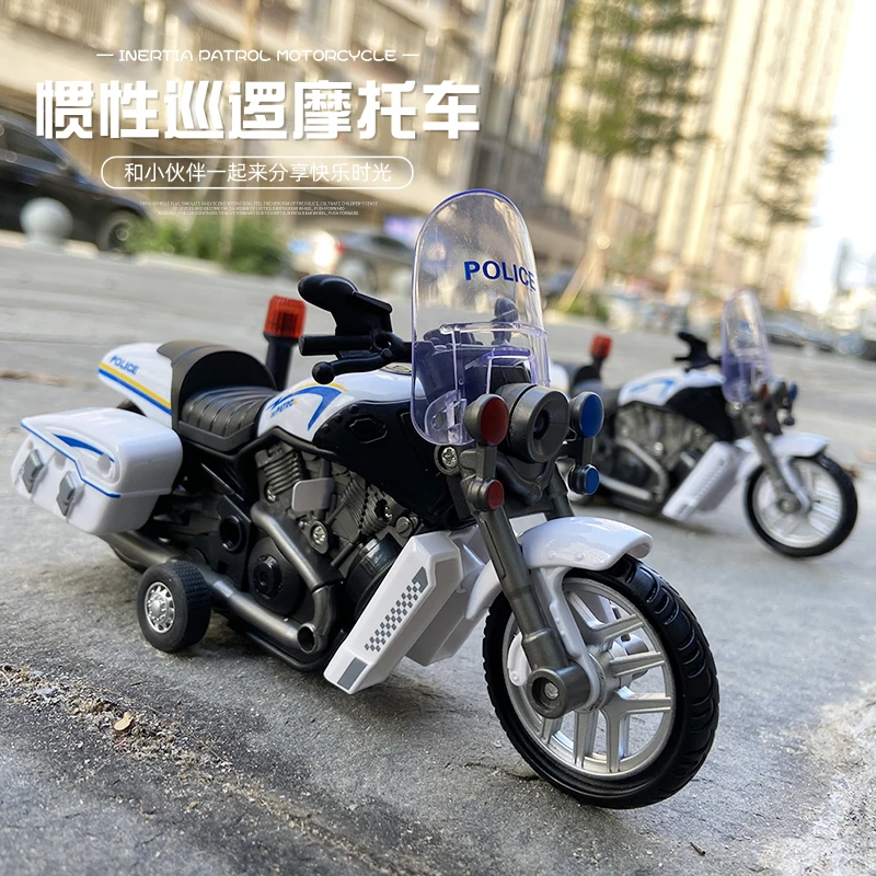 Toys Simulation Motorcycle Model Educational Friction Vehicle Toys Friction Mini Police Motor with Light and Sound