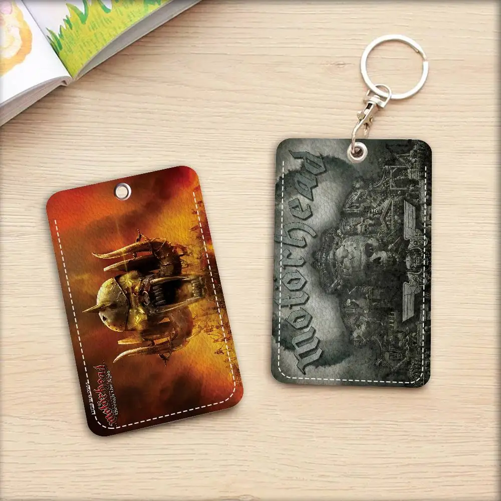 Classic Heavy Metal Band M-Motorhead PU Leather Card Holder Keychain Key Ring Door Lock Access Tags ID Card Case Keychain Card